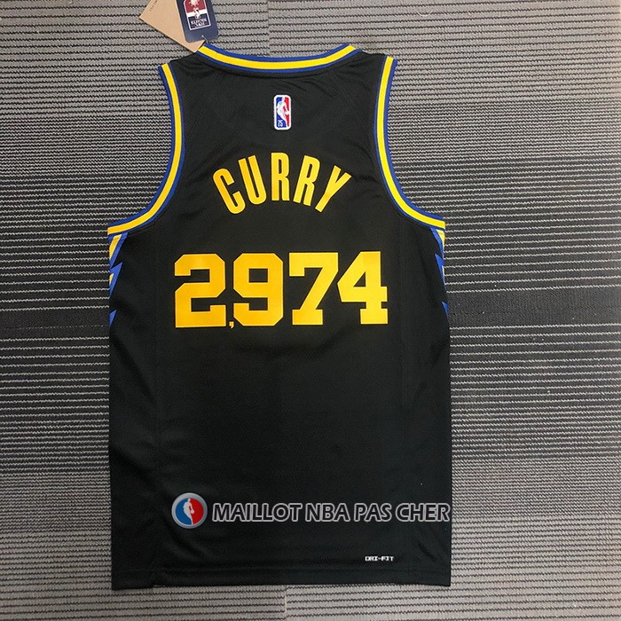 Maillot Golden State Warriors Stephen Curry 2974th 3 Points Noir